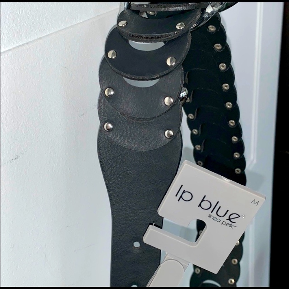 NWT size M black studded belt “LP Blue” brand